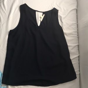 Navy blue tank top sheer blouse large